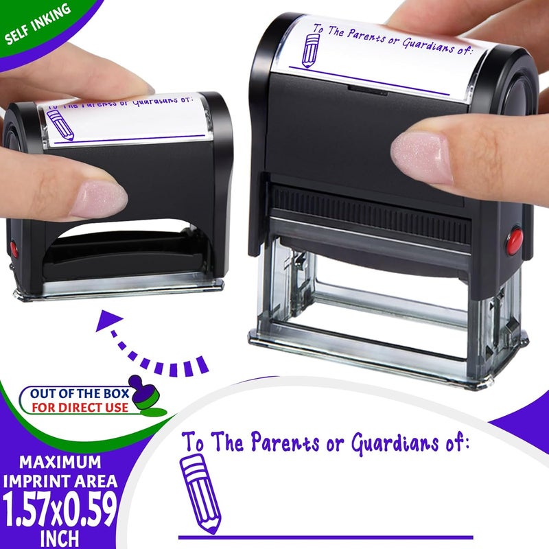 Bertiveny to-The-Parents-of-or-Guardians-Stamps Self-Inking Teacher Grading Stamp for School Supplies,to The Parents of Stamps for Classroom Supply,to The Parents of Stamp for Parent Envelopes,Purple - Image 1